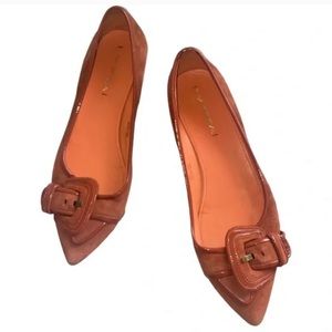 VIA SPIGA POINTED TOE ORANGE SUEDE LEATHER FLAT SIZE : 10 M
